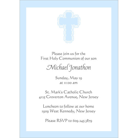 Blue Baptism Invitations